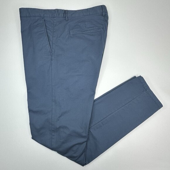 H&M L.O.G.G. Men's Blue Slim-Fit Chino Business Career Pant W38-40/L33.25 - Picture 2 of 11